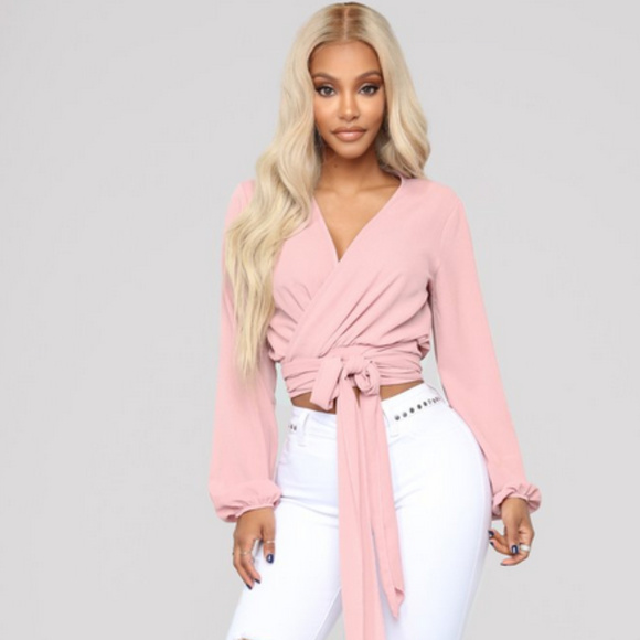 Fashion Nova Tops - Pink Crop top and Wrap